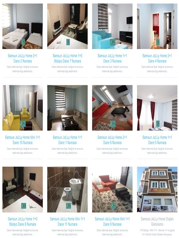 Samsun Günlük Kiralık Ev Daire Apart Otel Pansiyon Özellikleri
